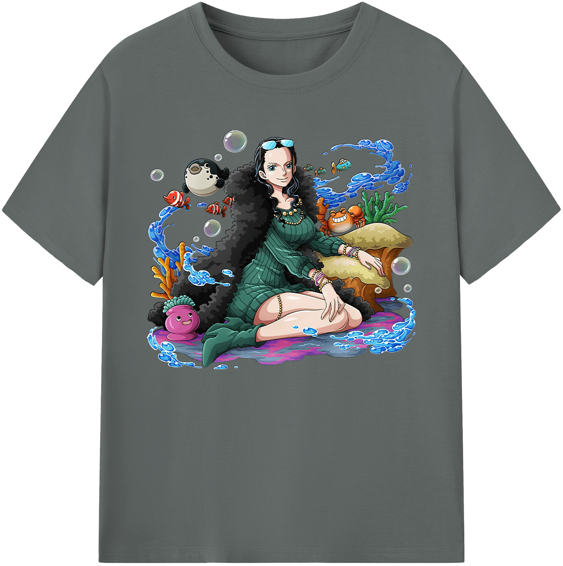 ワンピース ニコ・ロビン ONE PIECE Nico Robin 綿100％ メンズ半袖Tシャツ｜肌触りやわらか＆通気性